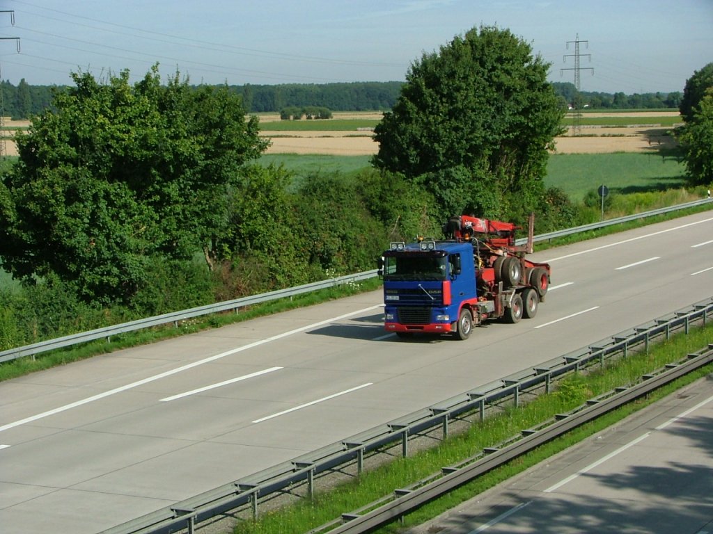 DAF 95XF Holztransporter auf Leerfahrt(10.07.09, Bensheim).