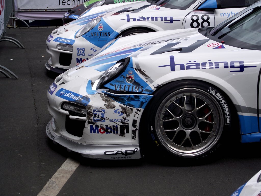 Detailansicht eines Porsche 911 GT3 Cup des Carrara Cups Deutschland am 07.08.11 auf den Nrburgring 