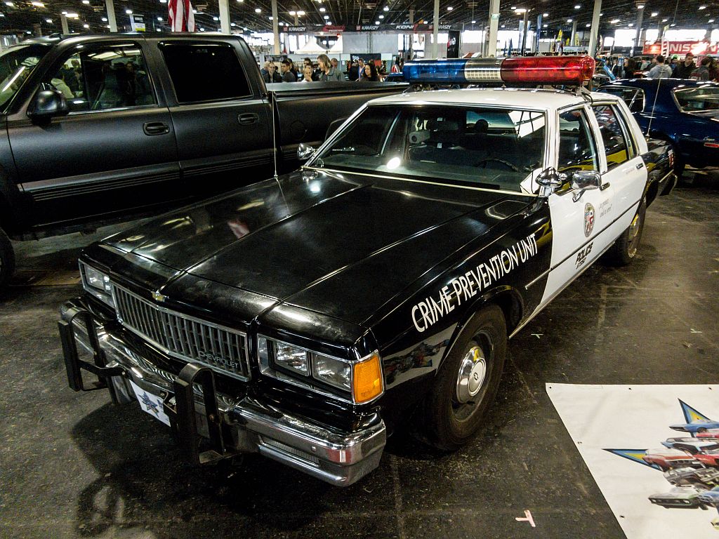 Dieser Chevrolet Capriche US Polizeifahrzeug wurde auf dem Auto, Motor und Tuning Show ausgestellt (23. Mrz. 2013.)