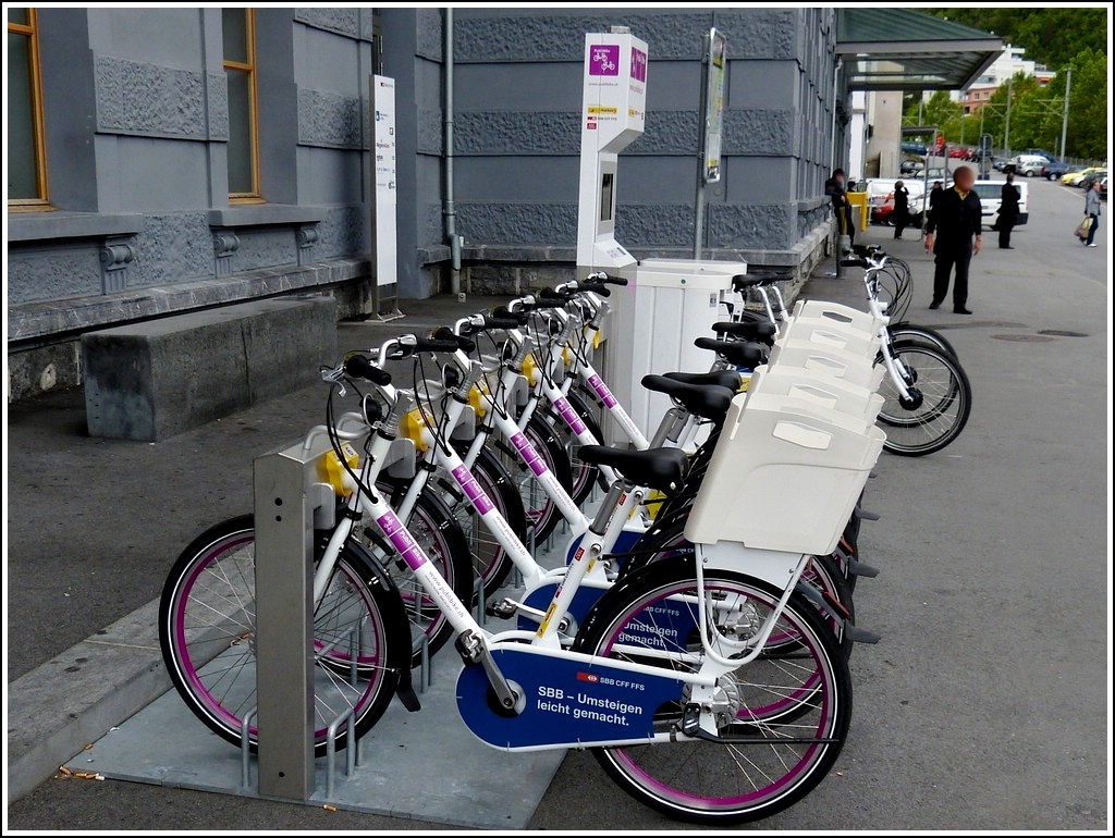 Fahrradmietstation am Bahnhof von Brig. 23.05.2012 