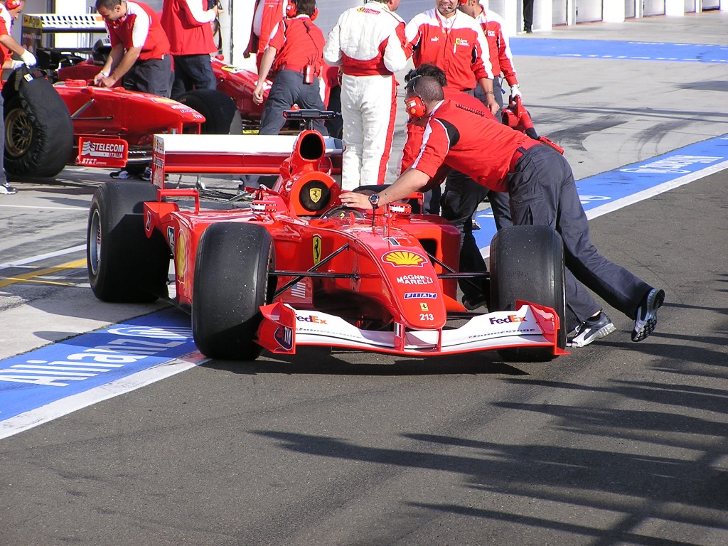 Ferrari F-1 Wagen wurde zurckgeschoben. Hungaroring, September, 2010