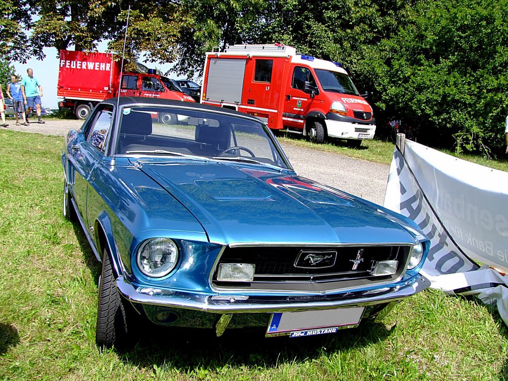 FORD-Mustang hat bei der  22.Landl-Rallye 2011 in Meggenhofen nur noch einen schrgen Parkplatz erwischt;110821