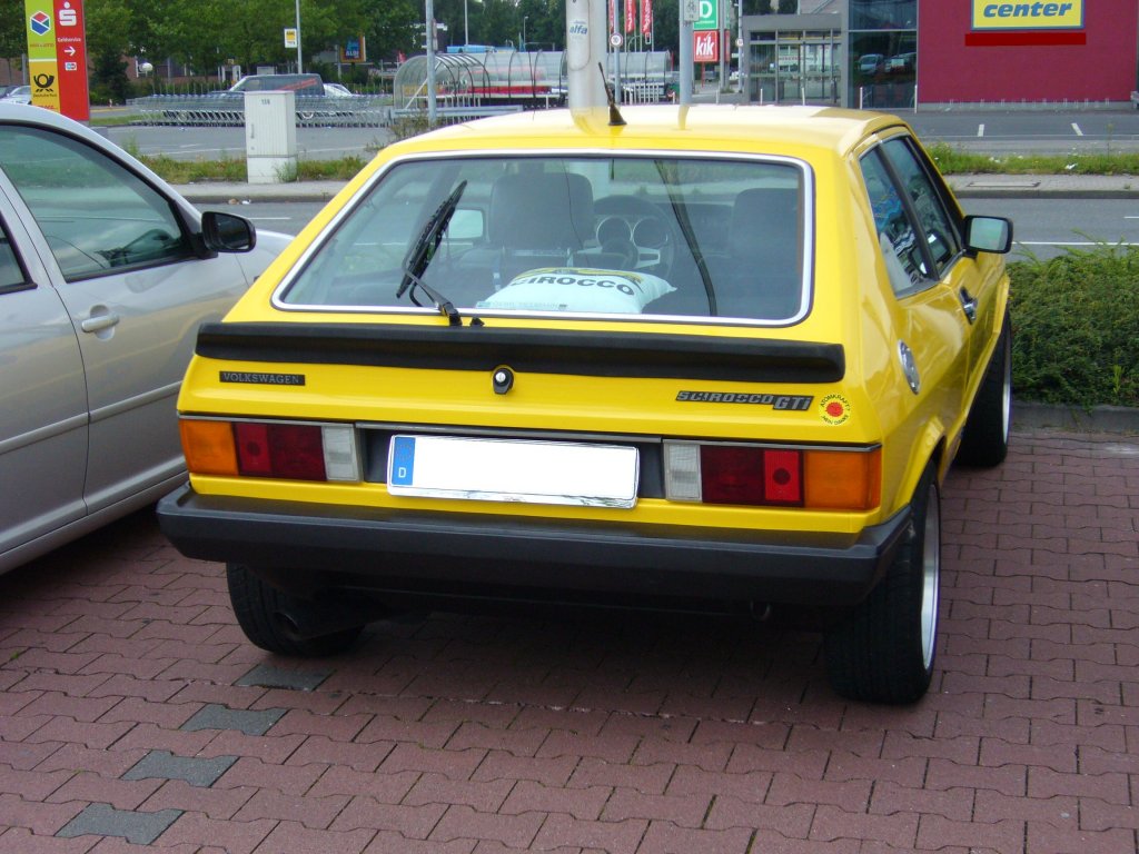 Heckansicht eines VW Scirocco 1 GTI. 1976 - 1977. Mlheim an der Ruhr 29.07.2012.