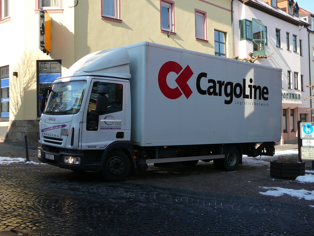 Iveco Eurocargo von CARGOLINE zur Warenauslieferung unterwegs in 36088 Hnfeld am 09.03.2010