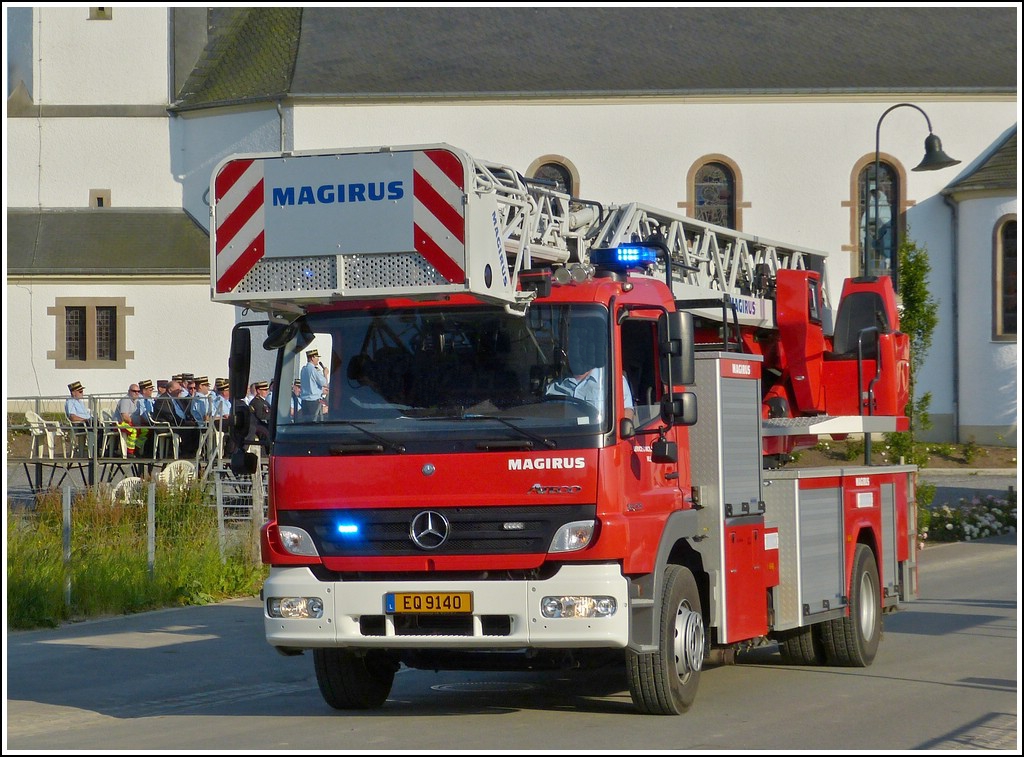 M-B Atego Leiterwagen der Wehr aus Wiltz auf Chip festgehalten am 06.07.2013.