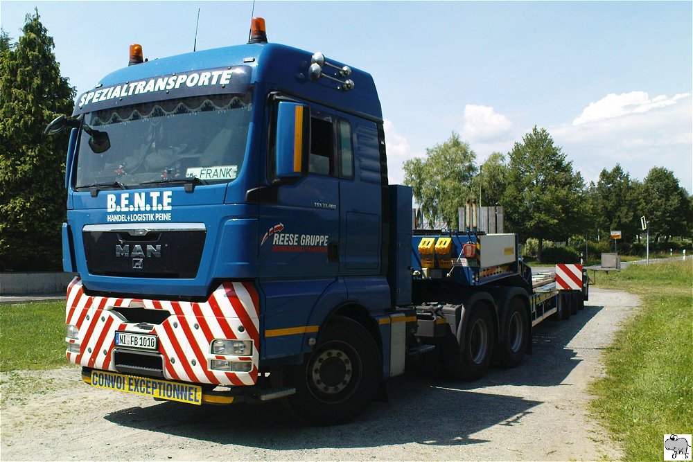 MAN TGX 33.480  Reese Gruppe Internationale Transporte / B.E.N.T.E. Handel und Logistik Peine . Aufgenommen am 29. Juni 2011 in Mitwitz.