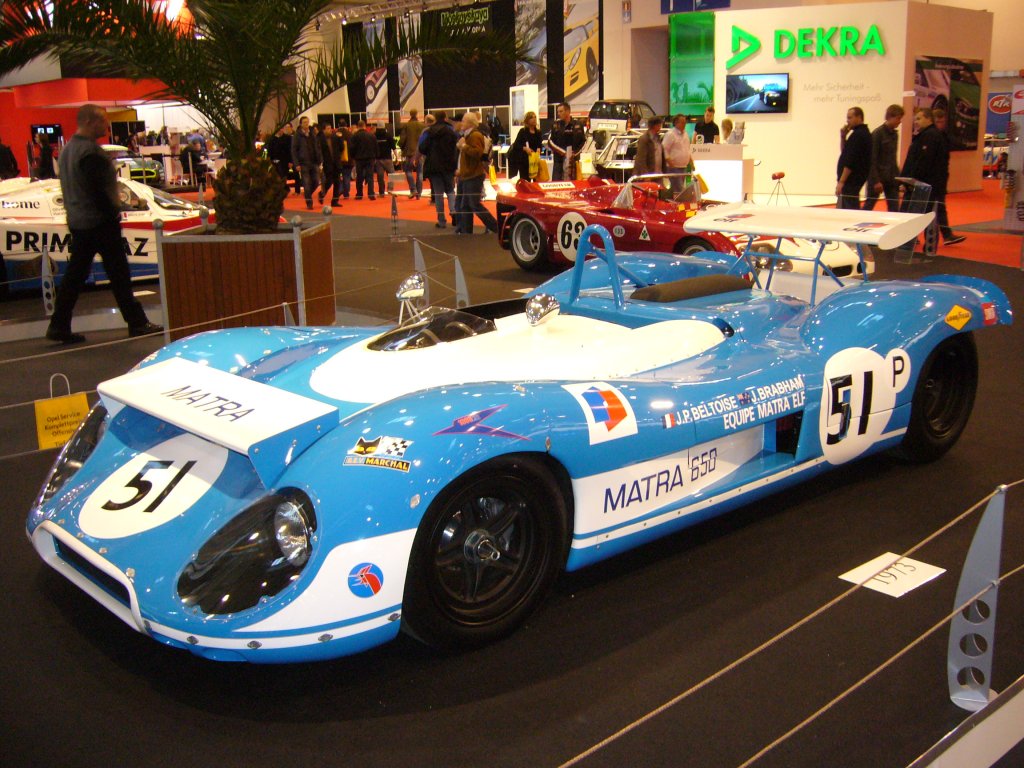 Matra Simca MS 650B. Dieses ist angeblich der Siegerwagen des 50´ten 24 Stunden Rennen von Le Mans aus dem Jahr 1973. Sieger wurden damals Henri Pescarolo (F) und Graham Hill (GB). Der 3.0l V12-motor leistet 410 PS. Essen Motor Show am 06.12.2012.