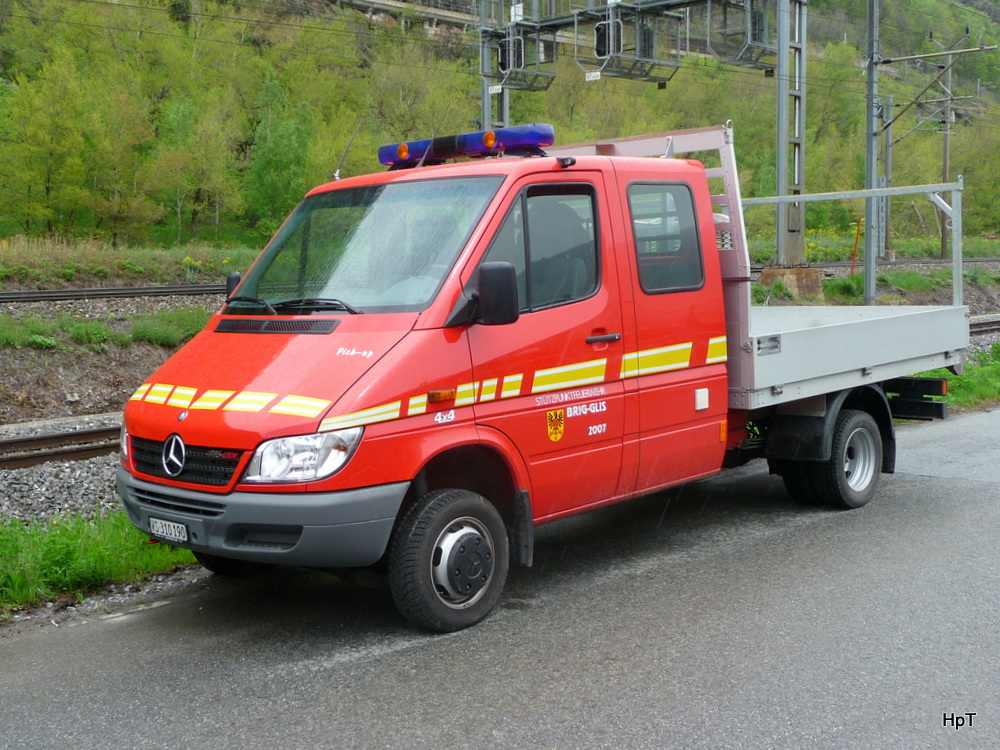 Mercedes CDI 416 der Feuerwehr Brig-Glis in MGB Werksttteareal am 27.04.2013