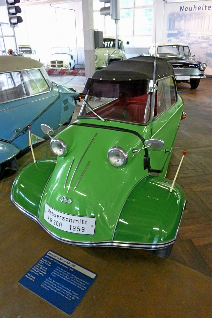 Messerschmitt KR200, Baujahr 1959, 198ccm, 10PS, Vmax.100Km/h, 40.000 Stck wurden von dem Kabinenroller in Regensburg gebaut, Automuseum Schramberg, Mai 2012