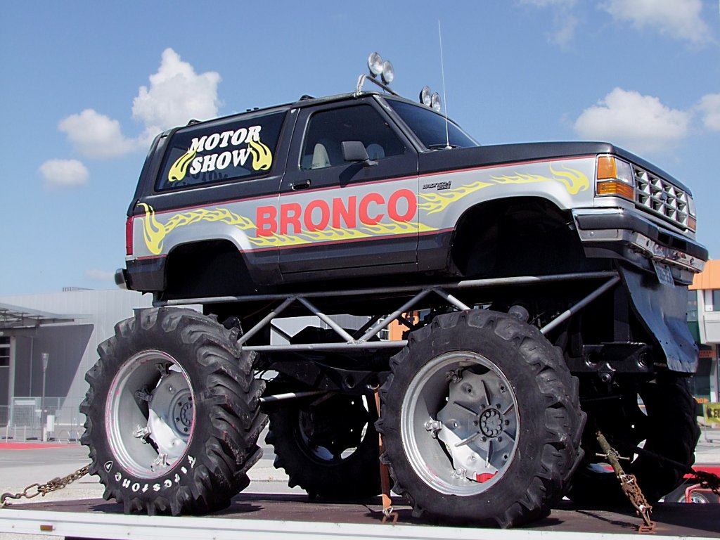 Noch ist  BRONCO  festgezurrt;
(Ford-Bronco-II wurde in den Jahren von 19841990 angeboten);100731