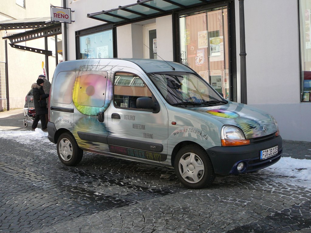 Renault Kangoo von kp2druck.de steht am 10.03.2010 in 36088 Hnfeld