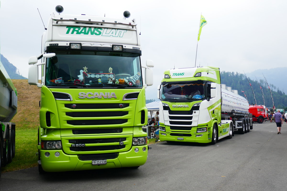 2 Scania von TransLait am 24.6.17 am Trucker Festival in Interlaken.