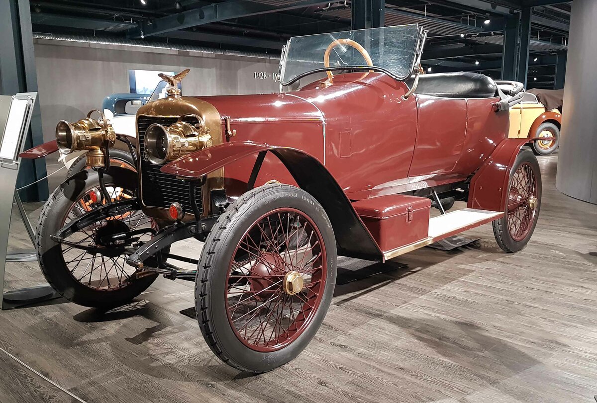 =Adler K5/13 Cabrio, Bauzeit 1911 - 1920, 1292 ccm, 13 PS, 55 km/h, gesehen im EFA Museum in Amerang, 06-2022