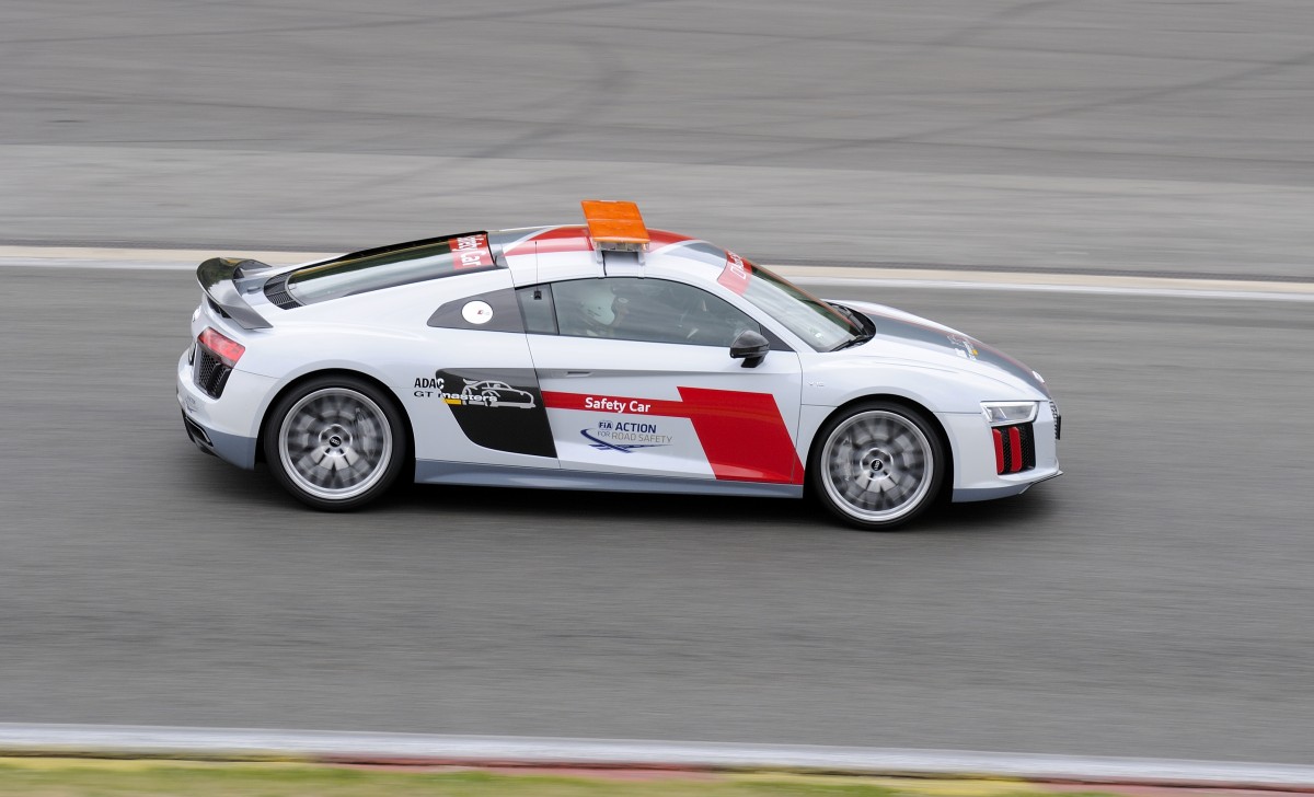 Audi R8, ADAC GT Masters Safety Car war am 18.6.2015 wärend der gesammten Rennveranstaltung in Spa Francorchamps, immer wieder im Einsatz
