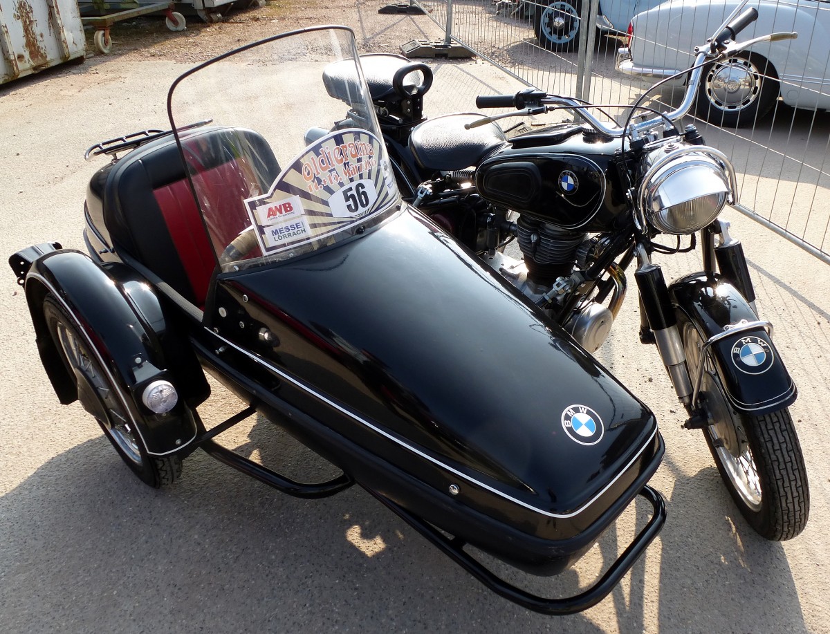 BMW 250 mit Seitenwagen, ausgestellt zur Oldierama Lrrach, Mrz 2015