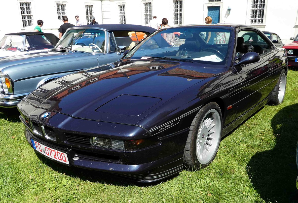 =BMW Alpina 5.0 Coupe, Bj. 1991, ausgestellt bei Blech & Barock im Juli 2018 auf dem Gelände von Schloß Fasanerie bei Eichenzell
