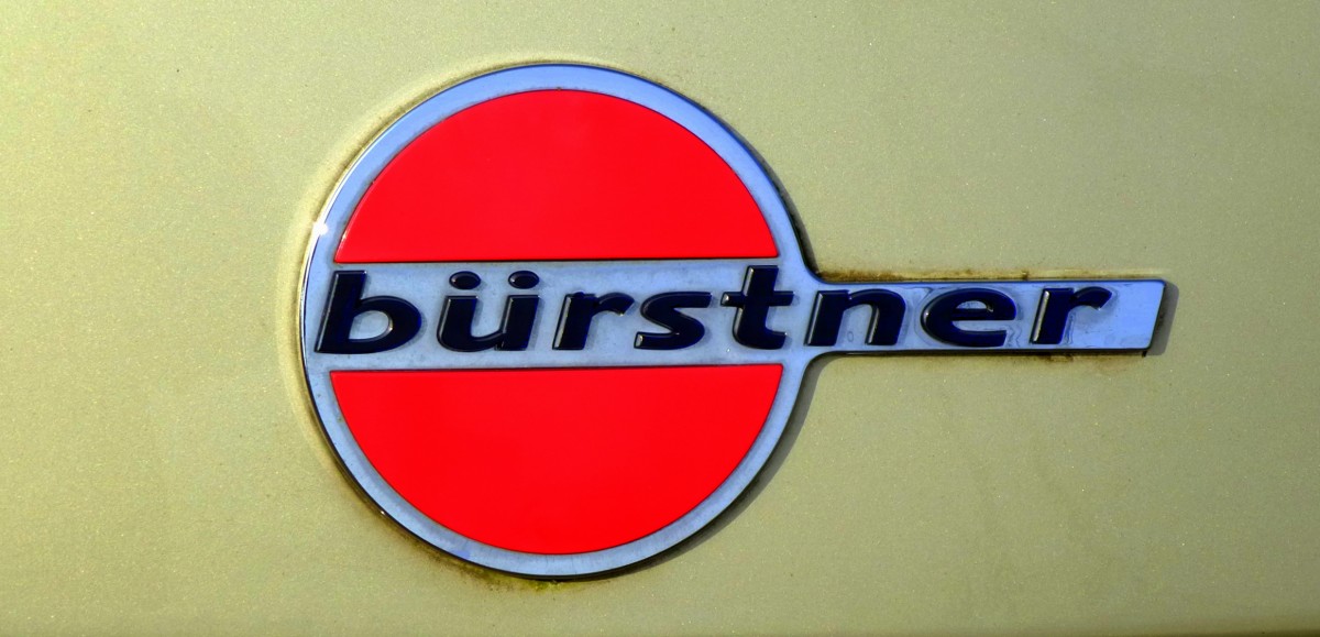 Brstner, Logo der 1973 gegrndeten Brstner GmbH in Kehl/Baden, Hersteller von Wohnwagen und Wohnmobilen, gehrt zur Hymer-Gruppe, Mrz 2014