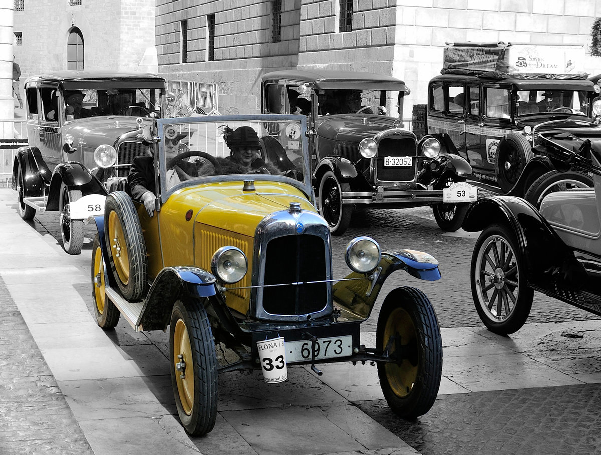 Citroën 5CV, Bj.1923 am 5.3.2017 Oldtimer Rally Barcelona Sitges 2017.
Colorkey mit Gimp bearbeitet.