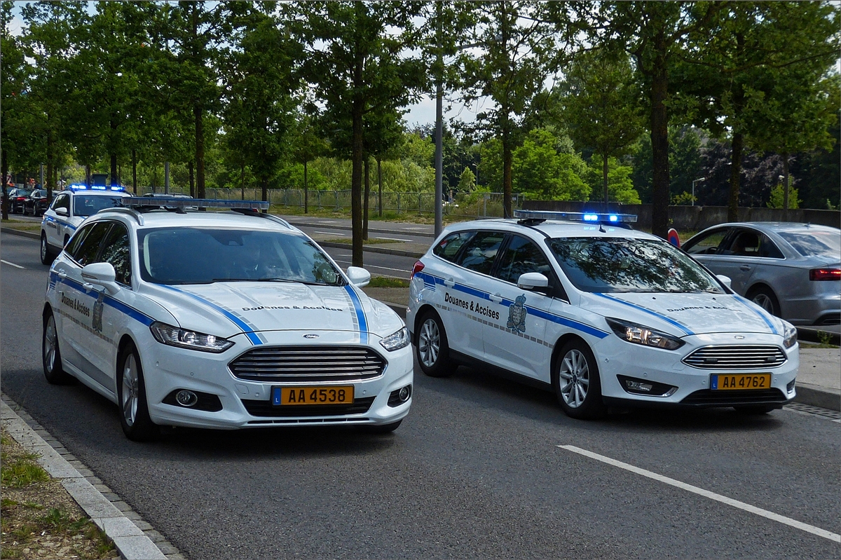 Diese beiden Ford Mondeo der luxemburgischen Zollvewaltung haben an der Fahrzeugparade zum Nationalfeiertag in der Stadt Luxemburg teilgenommen. 23.06.2019