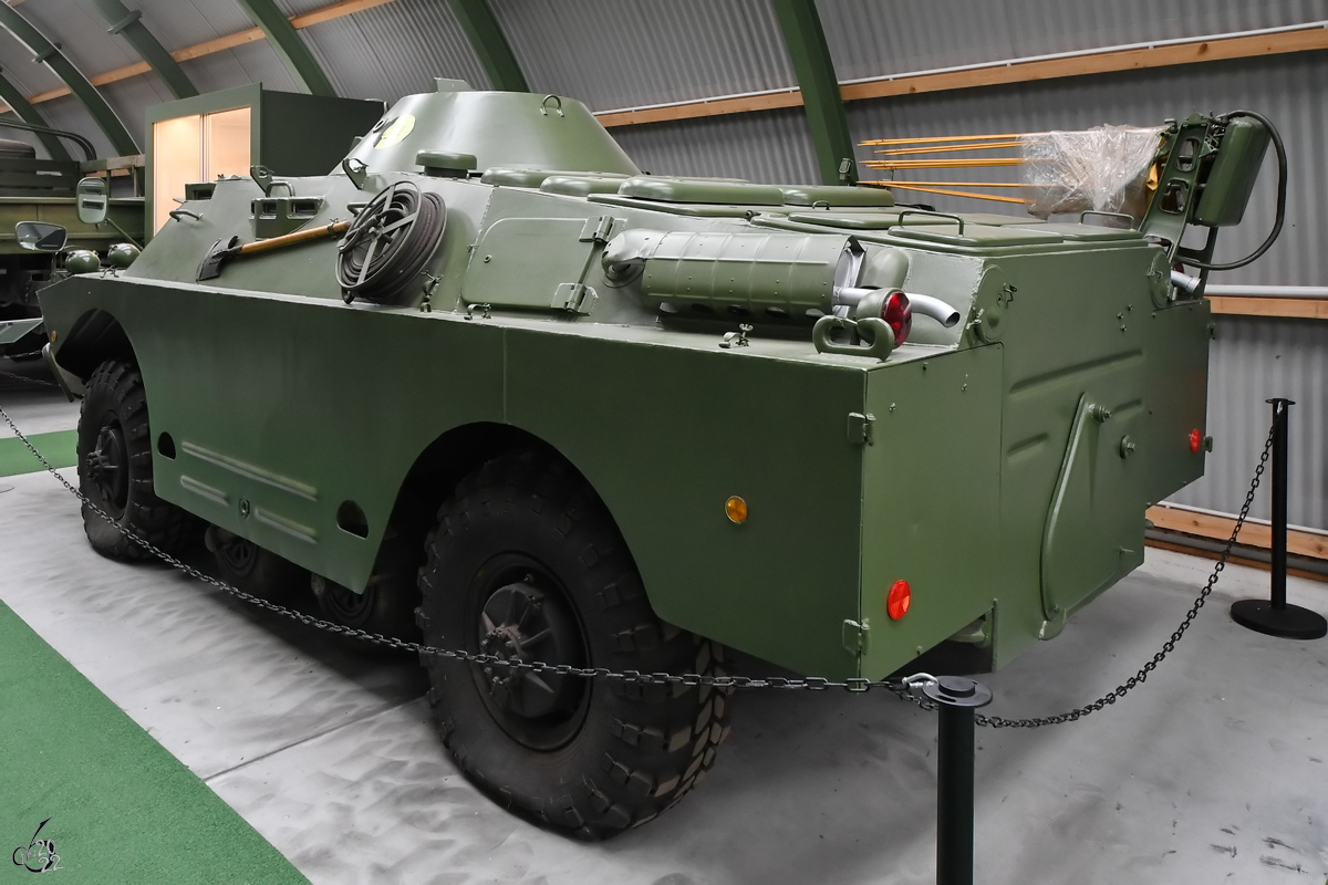 
Dieser Schützenpanzerwagen SPW-40P2 (BRDM-2) war Mitte November 2022 im NVA Museum Prora zu sehen.