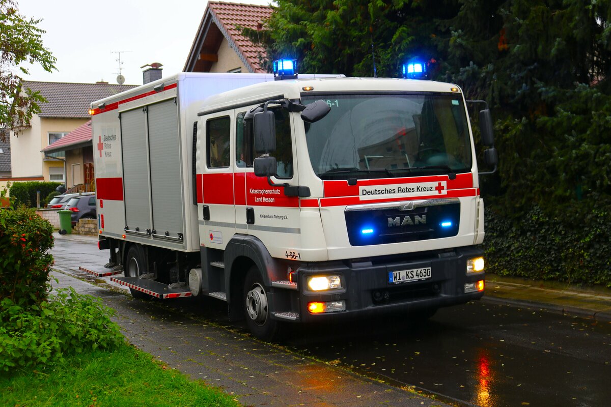 DRK Kreisverband Dieburg MAN TGM GW-San am 28.10.23 bei einer Feuerwehrübung