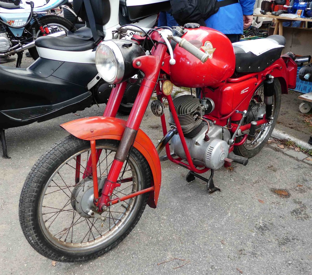 =Ducati 125 Tourismo, Bj. 1958, steht bei der Veterama zum Verkauf, 10-2017