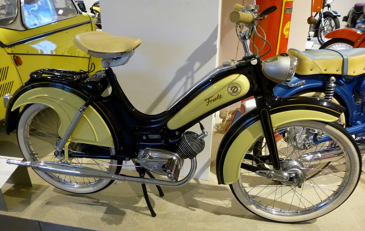 Drkopp  Fratz , Oldtimer-Moped, Baujahr 1957, 48ccm und 1,25PS, Vmax.40Km/h, NSU-Museum, Sept.2014