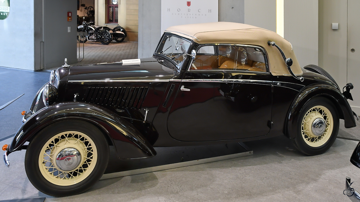 Ein 1936 gebautes DKW F 5 Front-Luxus Cabriolet, gesehen Anfang August 2018 im Zwickauer Automobilmuseum August Horch.