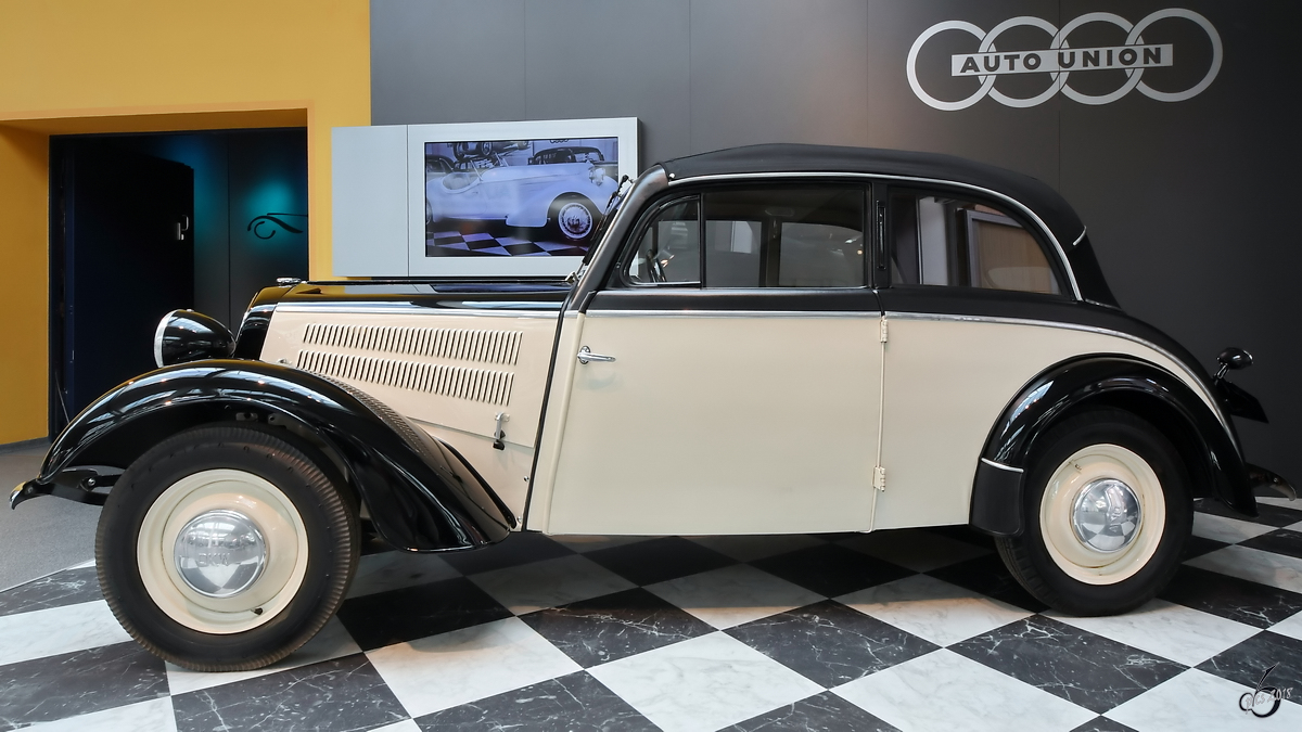Ein 1939 gebauter DKW F8 Meisterklasse stand Anfang August 2018 im August Horch Museum Zwickau.