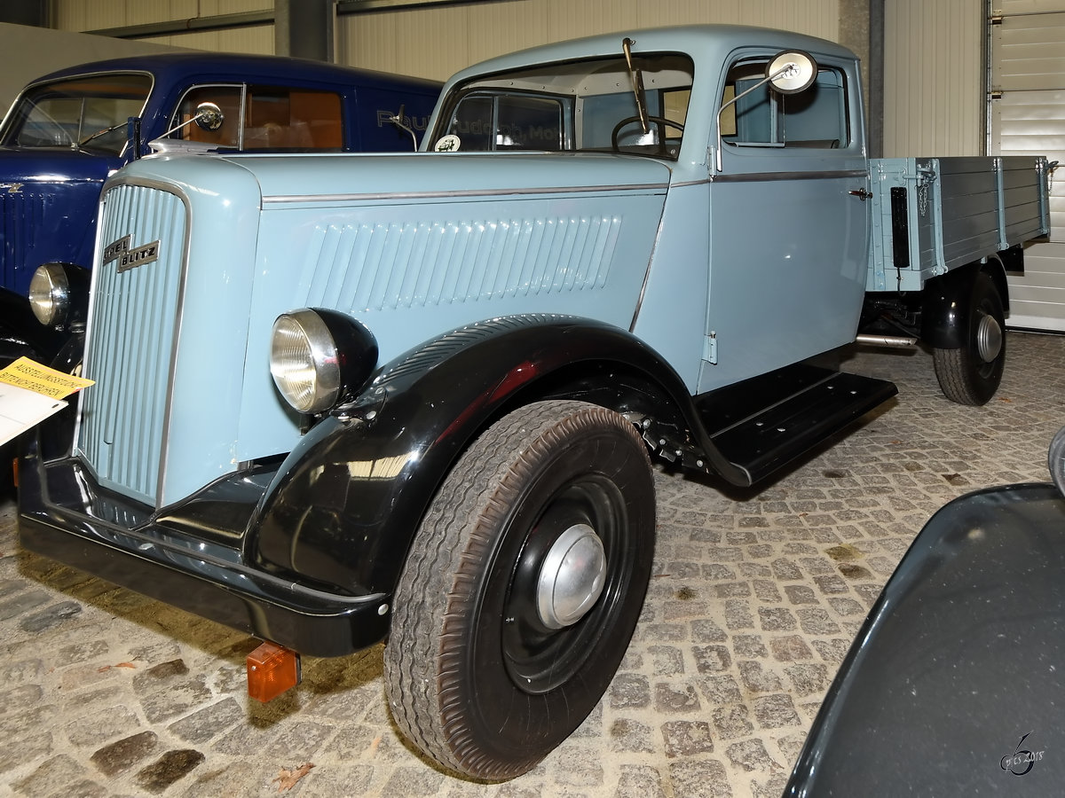 Ein Opel Blitz 1.5-20 stand Anfang August 2018 im Sächsischen Nutzfahrzeugmuseum Hartmannsdorf.