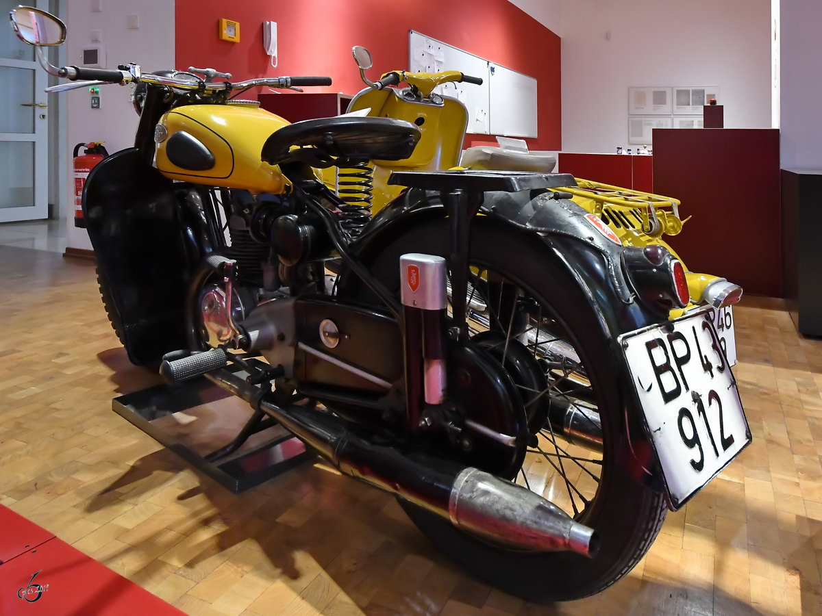Ein Post-Motorrad Zündapp DB 203 war Anfang Juni 2019 im Museum für Kommunikation Nürnberg ausgestellt.