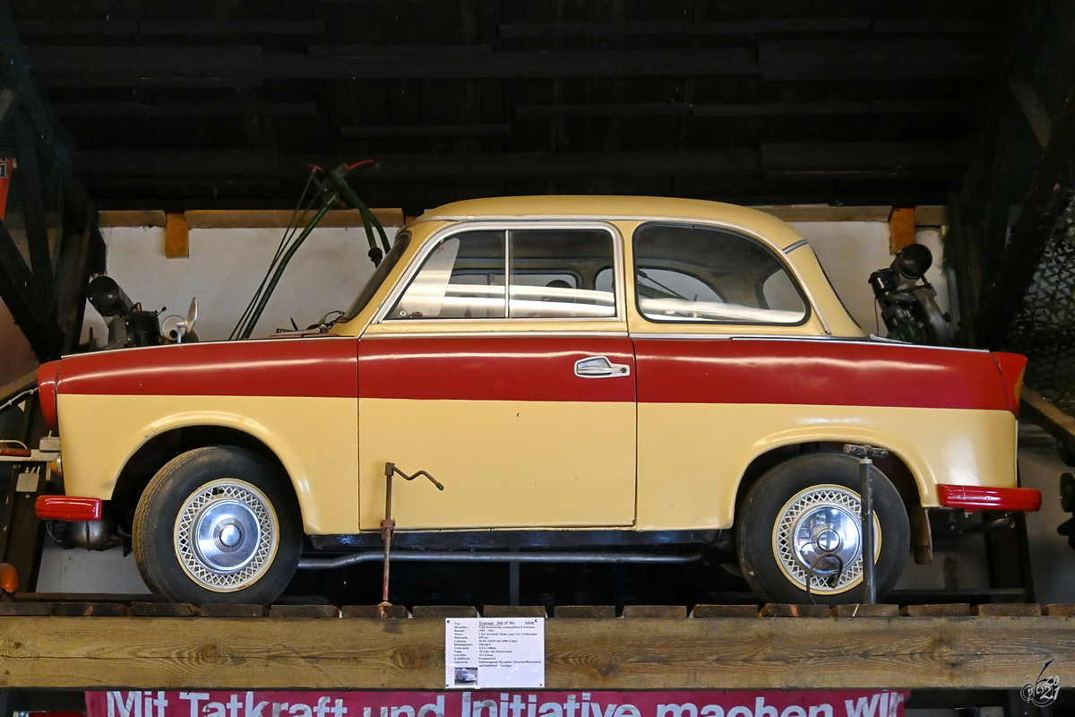 Ein Trabant 500 (P50) Mitte August 2021 im DDR-Museum Dargen.