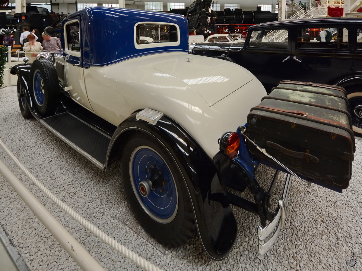 Eine 1929 gebaute Packard Straight Eight Coupé, so gesehen Mitte Mai 2014 im Technik-Museum Speyer.