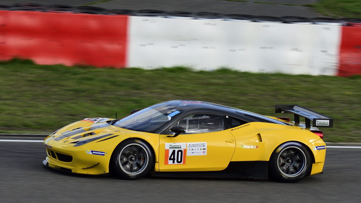 Ferrari 458 GTE (2012), beim 47. AvD - Oldtimer Grand Prix, 9.-11. August 2019 / Nürburgring, Rennen 11 Aston Martin Masters Endurance Legends. Aufnahme 10.8.2019 von einer Zuschauer- Tribühne