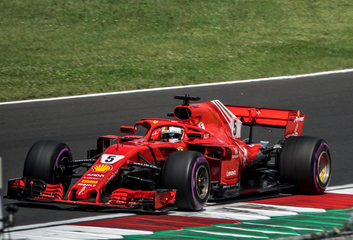 Ferrari F-1 Rennwagen. Hungarian Grand Prix, 2018.