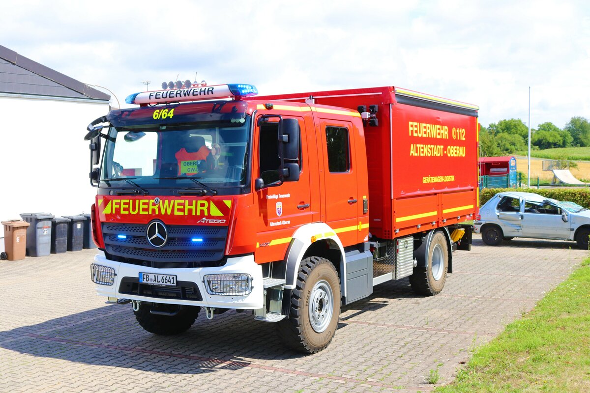 Feuerwehr Altenstadt Oberau Mercedes Benz Atego GW-L (Florian Altesntadt 6/64) am 29.07.23 bei einen Fototermin. Danke für das tolle Shooting
