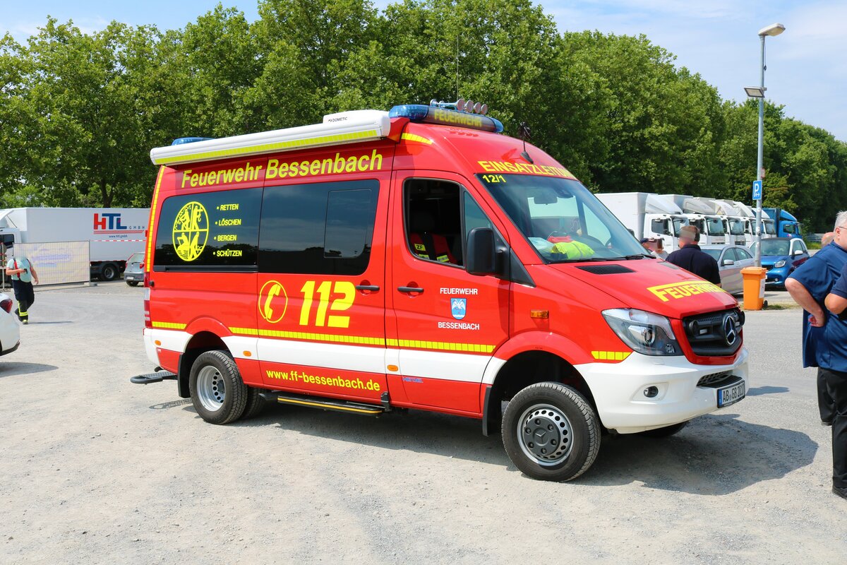 Feuerwehr Bessenbach Mercedes Benz Sprinter ELW am 24.07.21 auf dem Festplatz nach der Ankunft des Hilfeleistungskontingent Hochwasser/Pumpen Aschaffenburg aus dem Katastrophengebiet in Rheinland Pfalz