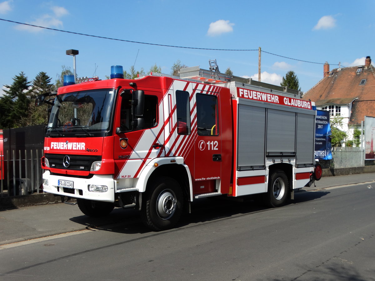 Feuerwehr Glauburg Stockheim Mercedes Benz Atego HLF 20 (Florian Glauburg 1/46) am 30.04.17 beim Bahnhofsfest in Stockheim