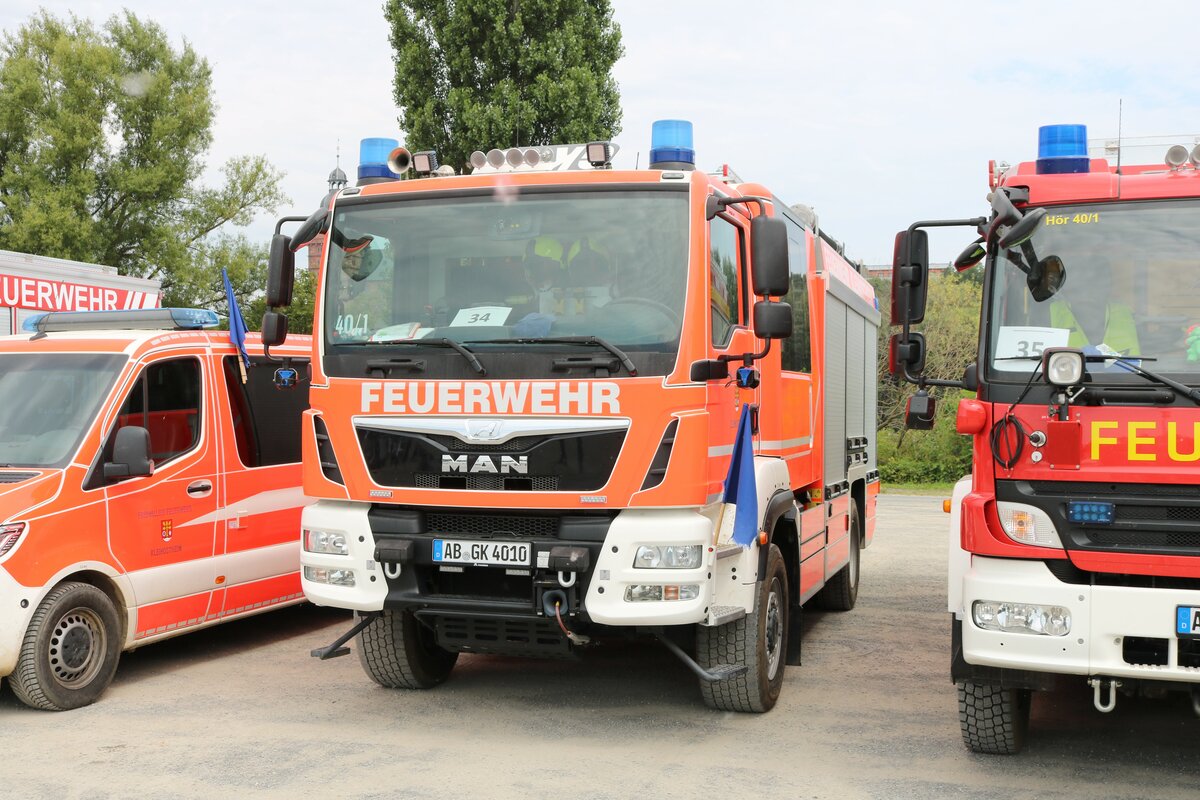 Feuerwehr Kleinostheim MAN TGM HLF20 am 24.07.21 auf dem Festplatz nach der Ankunft des Hilfeleistungskontingent Hochwasser/Pumpen Aschaffenburg aus dem Katastrophengebiet in Rheinland Pfalz