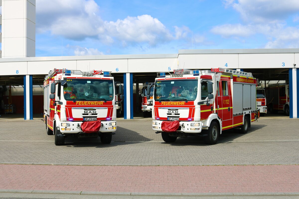 Feuerwehr Neu-Isenburg MAN TGM HLF1 (Florian Isenburg 1/46-1) und MAN TGM HLF2 (Florian Isenburg 1/46-2) am 21.05.22 bei einen Fototermin