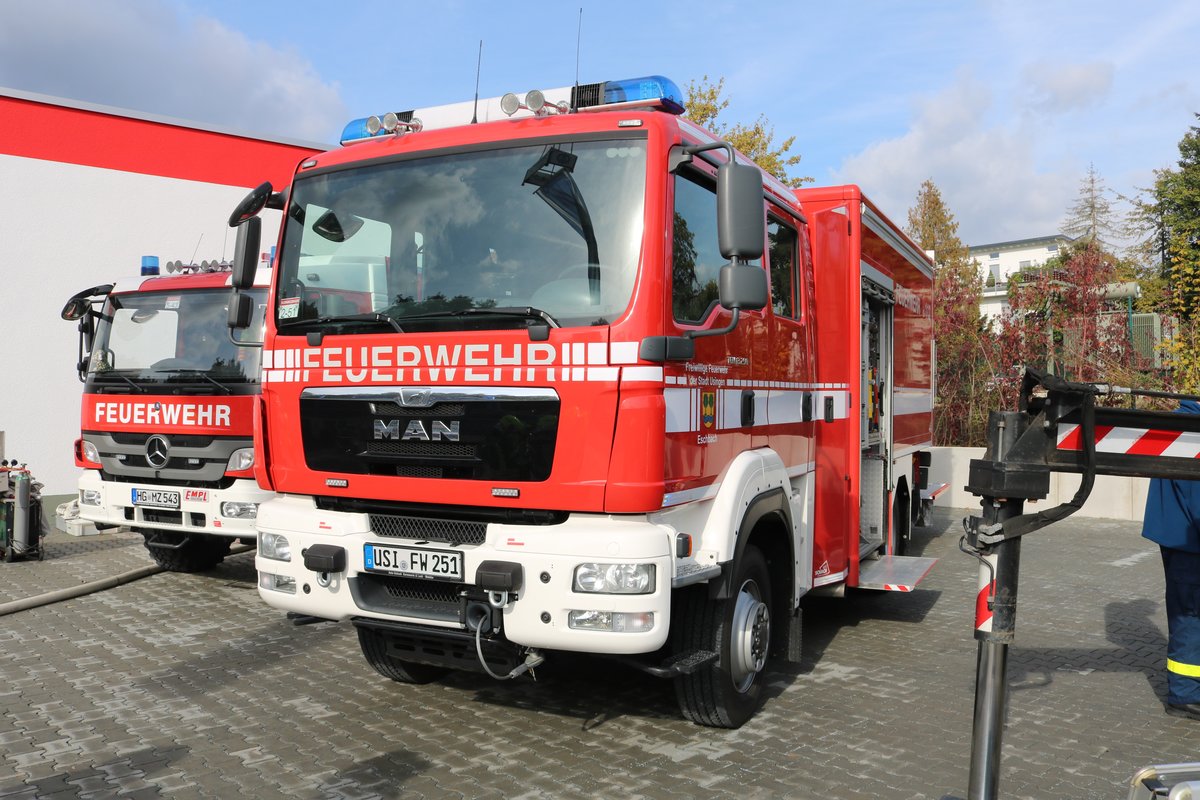 Feuerwehr Usingen Eschbach MAN TGM RW (Florian Eschbach 51) am 03.10.18 beim Tag der offenen Tür des THW in Bad Homburg