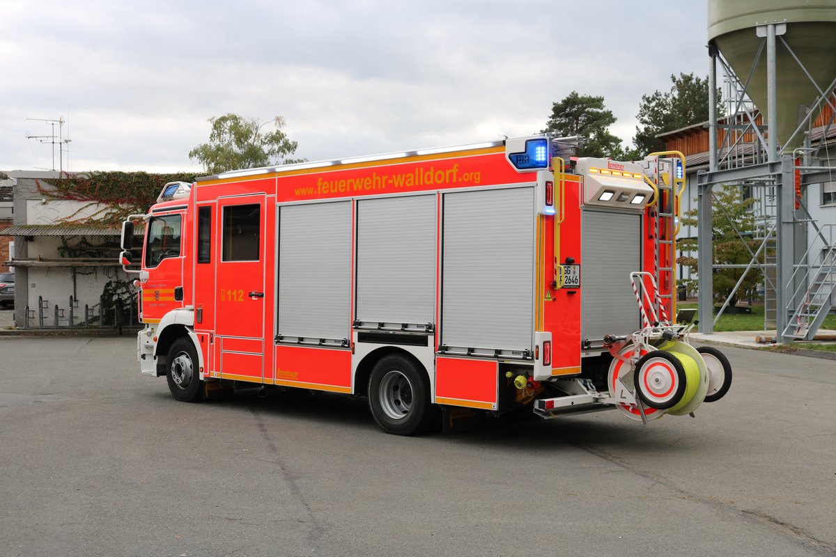 Feuerwehr Walldorf (Hessen) MAN TGM Lentner LF20 am 11.10.19 bei einen Fototermin