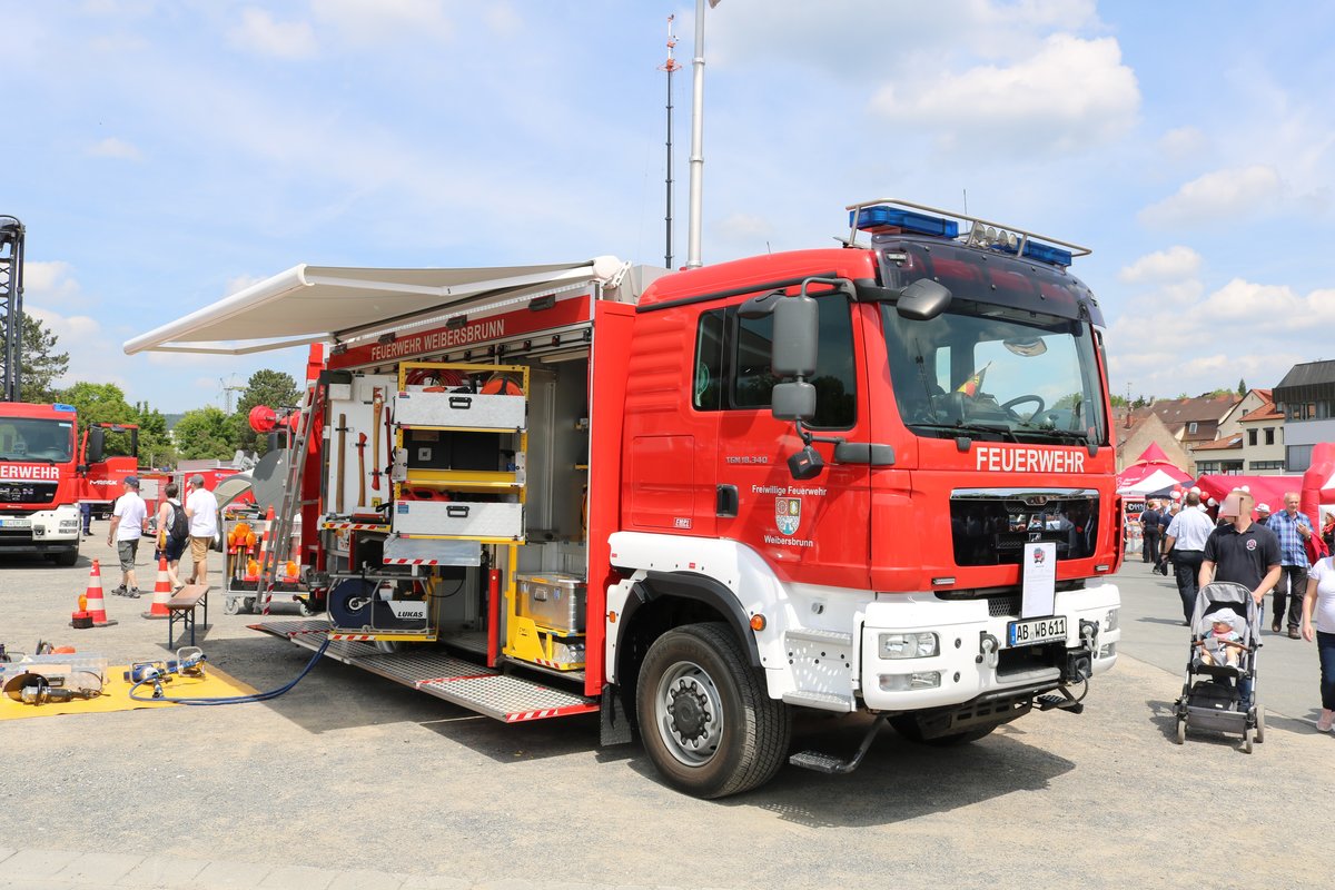 Feuerwehr Weibersbrunn MAN TGM RW am 26.05.19 beim Kreisfeuerwehrtag in Michelstadt (Odenwald)