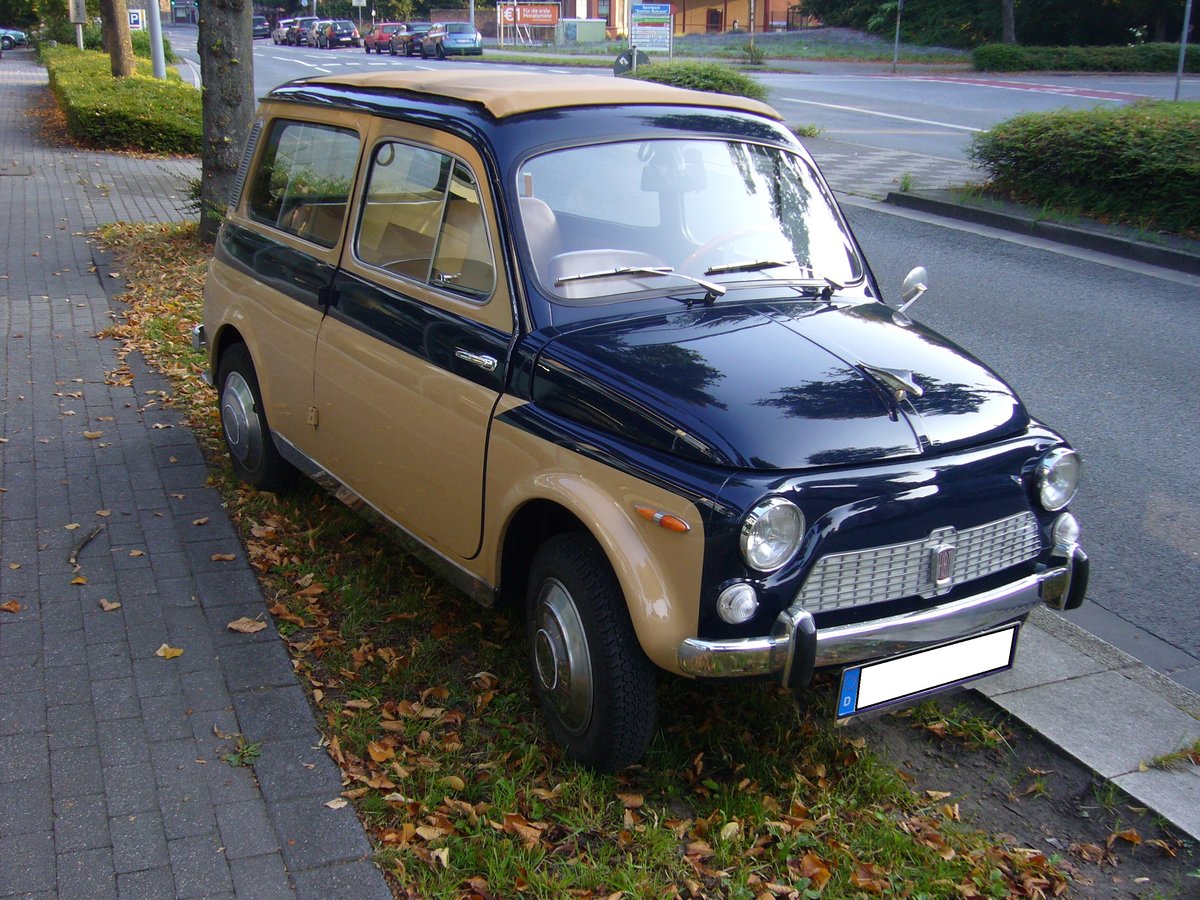 Fiat 500 D Giardiniera. 1960 - 1966. Der abgelichtete Wagen trägt die Aufschrift Special. Wer weiß mehr?. 4. Saarner Oldtimer Cup am 03.09.2017 in Mülheim an der Ruhr.