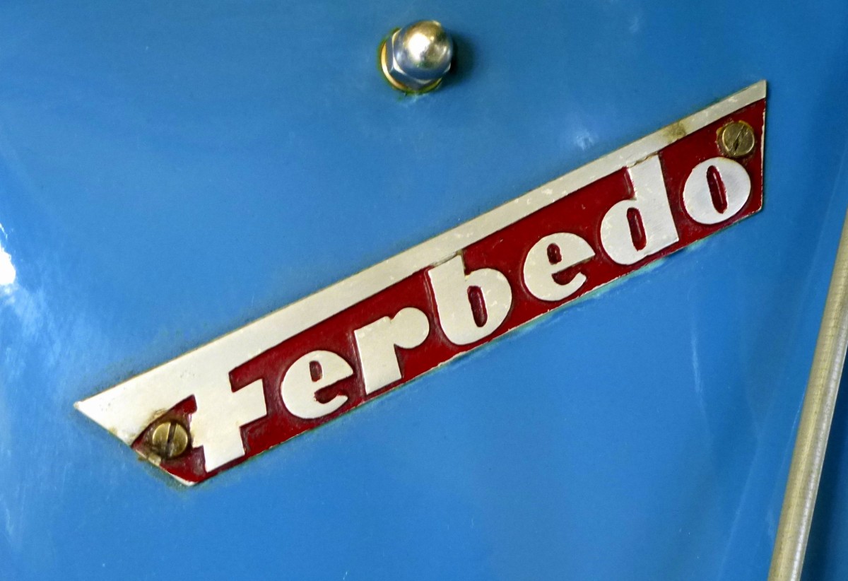 Firma F.Bethuser Nrnberg, Schriftzug am Motorroller  Ferbedo R48 , die Firma bestand von 1953-55, Dez.2014