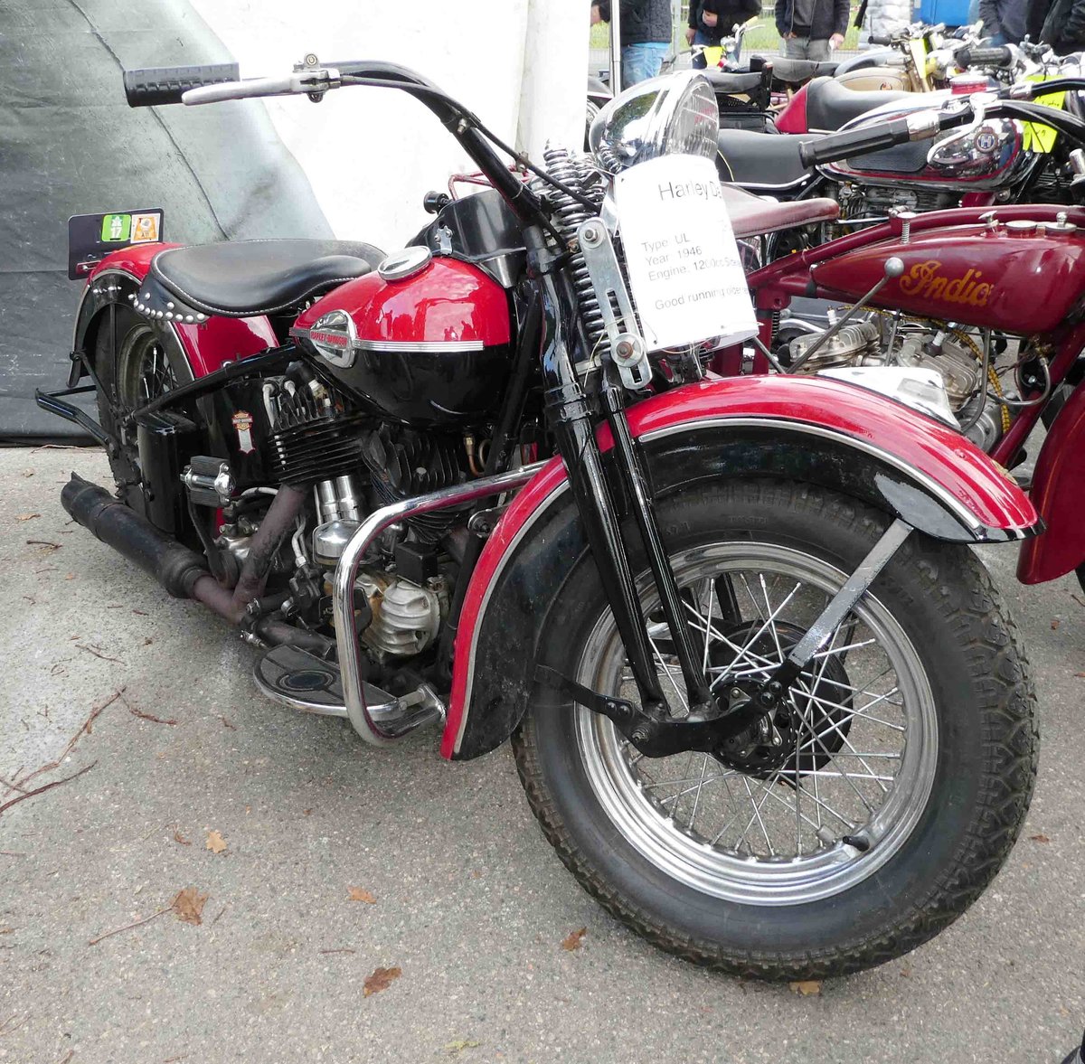 Harley Davidson Typ UL,  Bj. 1946, steht bei der Veterama zum Verkauf, 10-2017