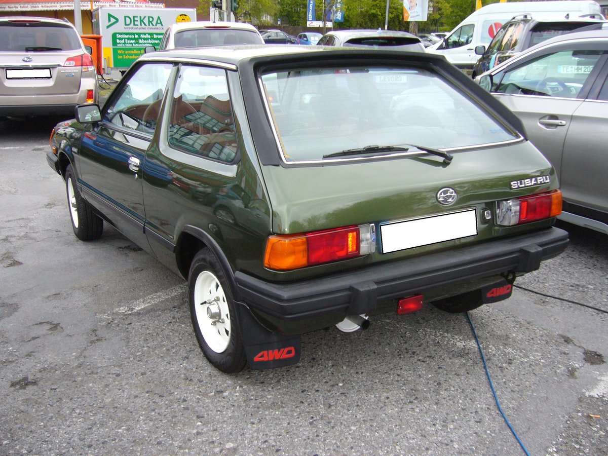 Heckansicht eines Subaru 1800 Turismo 4WD. 1979 - 1985. Ibbenbüren brummt, am 22.04.2017.
