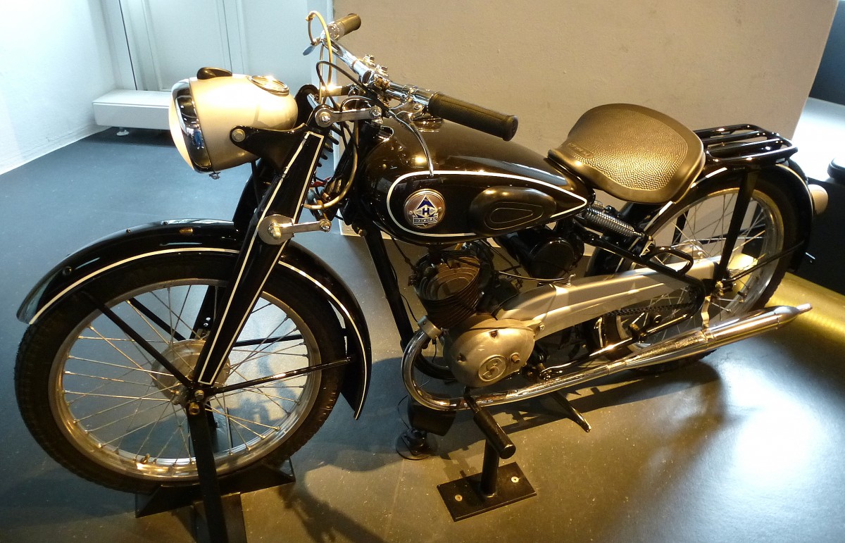 Hercules, Oldtimer-Motorrad der Hercules Werke in Nrnberg, mit Sachs-Motor, NSU-Museum, Sept.2014