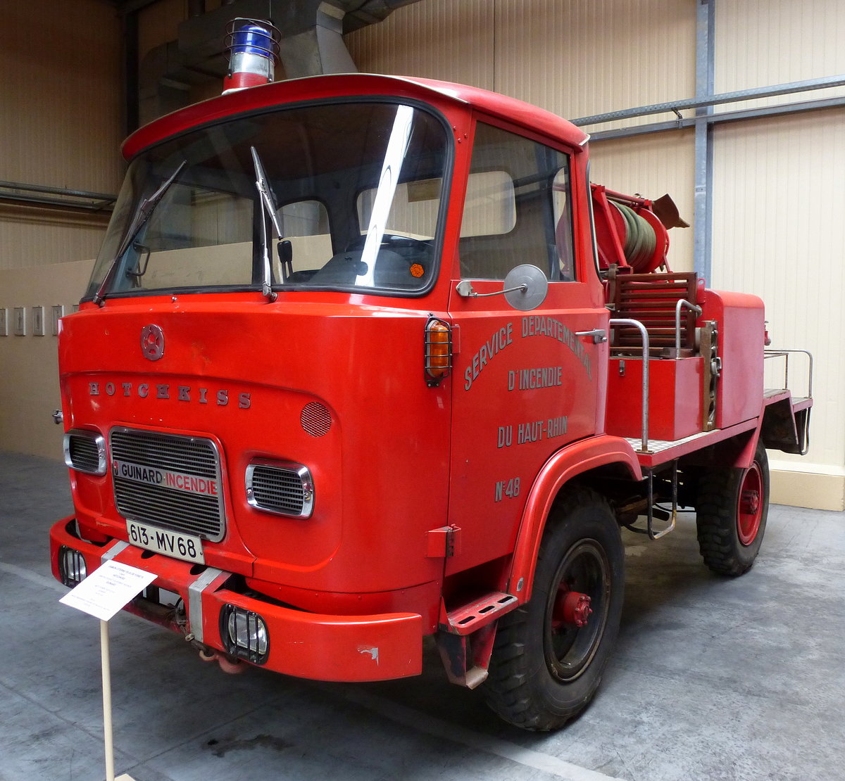 Hotchkiss, Feuerwehr aus dem Oberelsa, Feuerwehrmuseum Vieux-Ferrette, Mai 2016