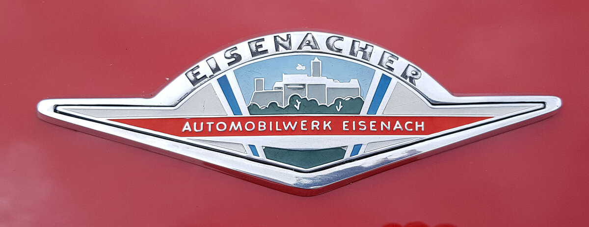 =Logo des Wartburg 313 Cabrio, gesehen bei den Meiningen Classic 2022 im Juli
